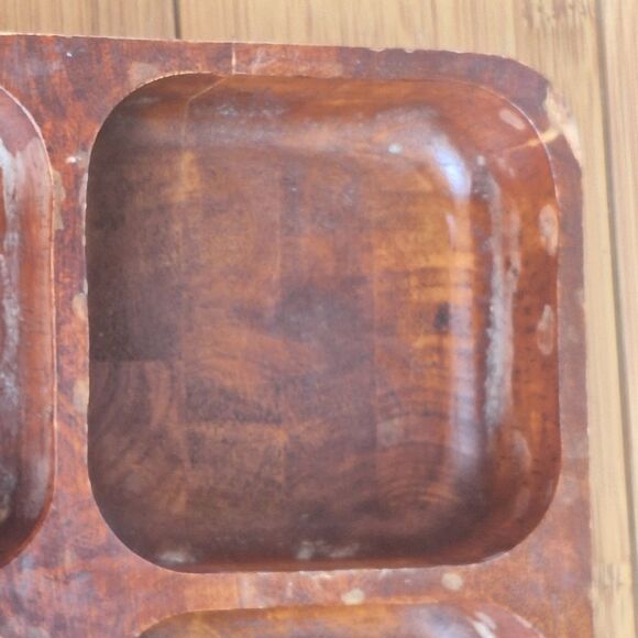 Solid Wood Tray Compartment Nuts Dried Fruit Trinket Organizer Display Decor TLC - Picture 13 of 16